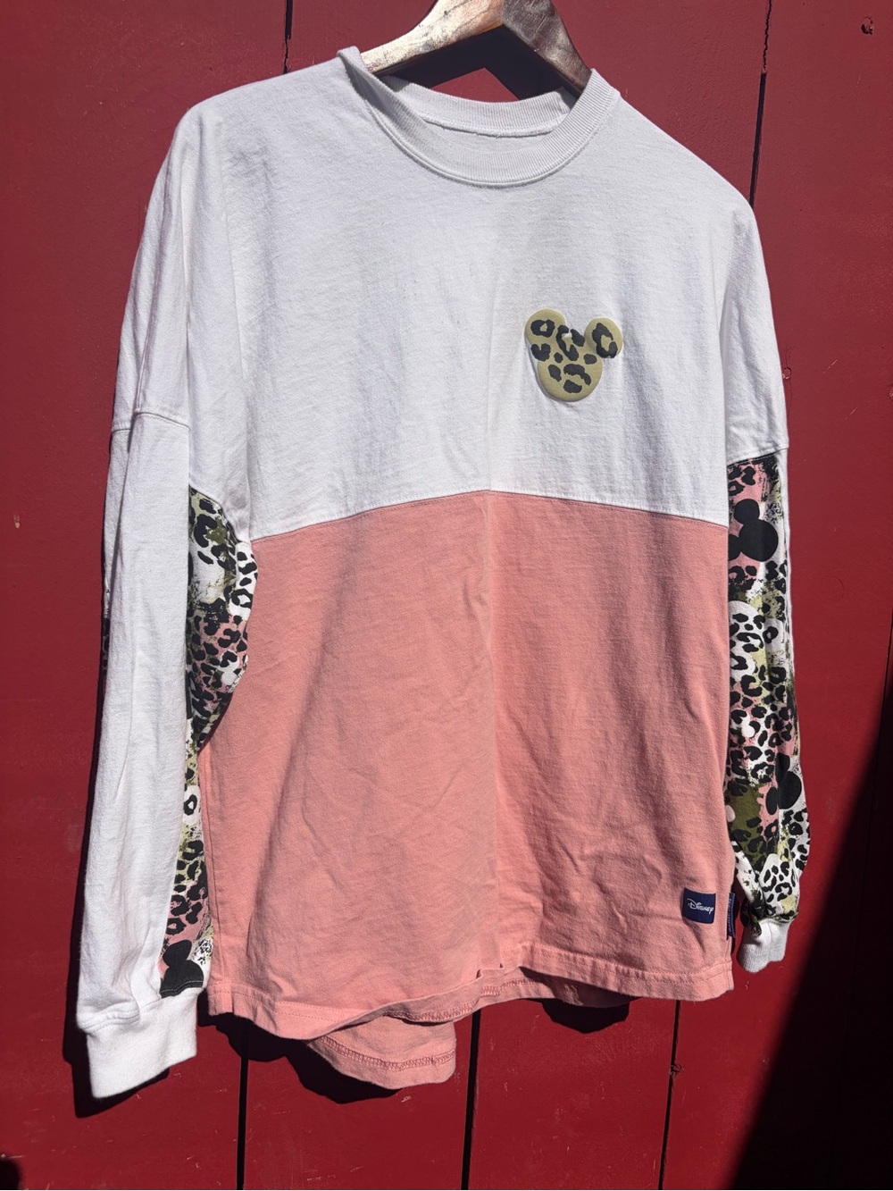 Disneyland Wild About Colorblock spirit Jersey- White & Pink with Leopard Accent